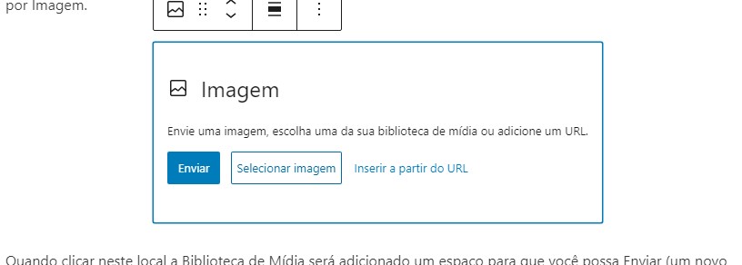 Exemplo da função mídia que aparece tanto na Criação ou Dição de Posts ou Páginas do WordPress