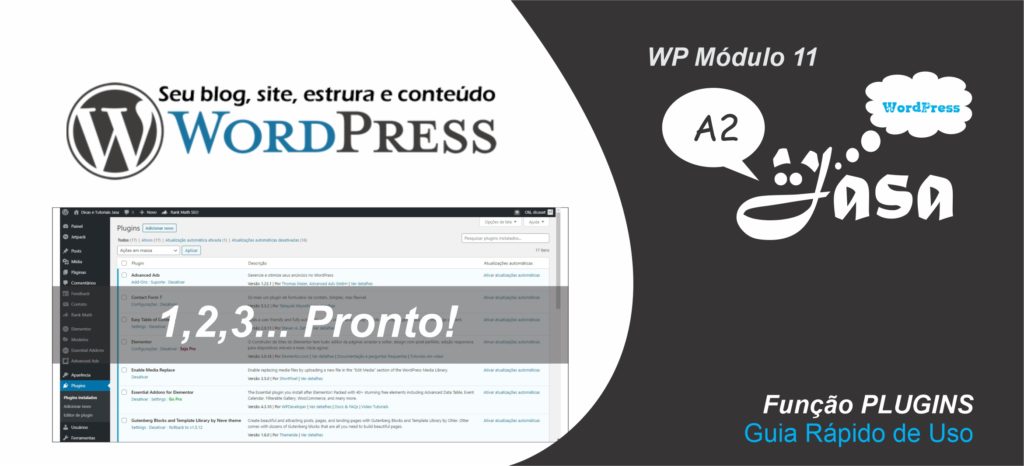 Capa conteúdo - WP função PLUGINS: Guia Rápido de Uso | Módulo 11 A1